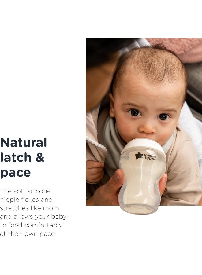 تومي تيبي Tommee Tippee Closer to Nature Baby Bottles Slow Flow Breast-Like with Anti-Colic Valve (9oz, 3 Count) - Image 4