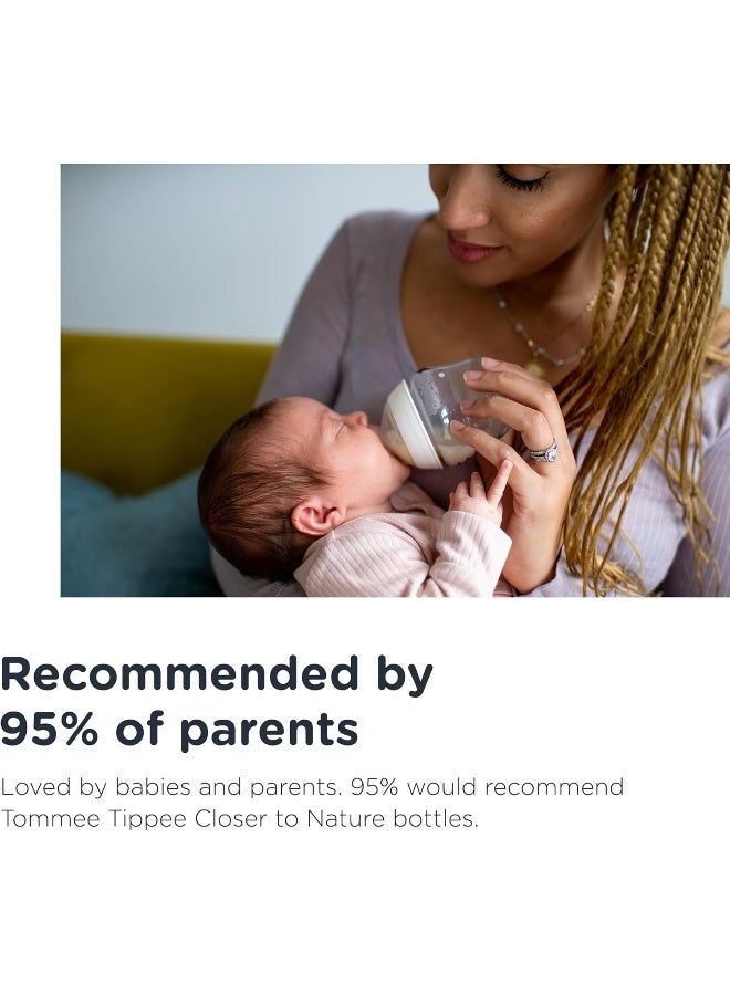 تومي تيبي Tommee Tippee Closer to Nature Baby Bottles Slow Flow Breast-Like with Anti-Colic Valve (9oz, 3 Count) - Image 5