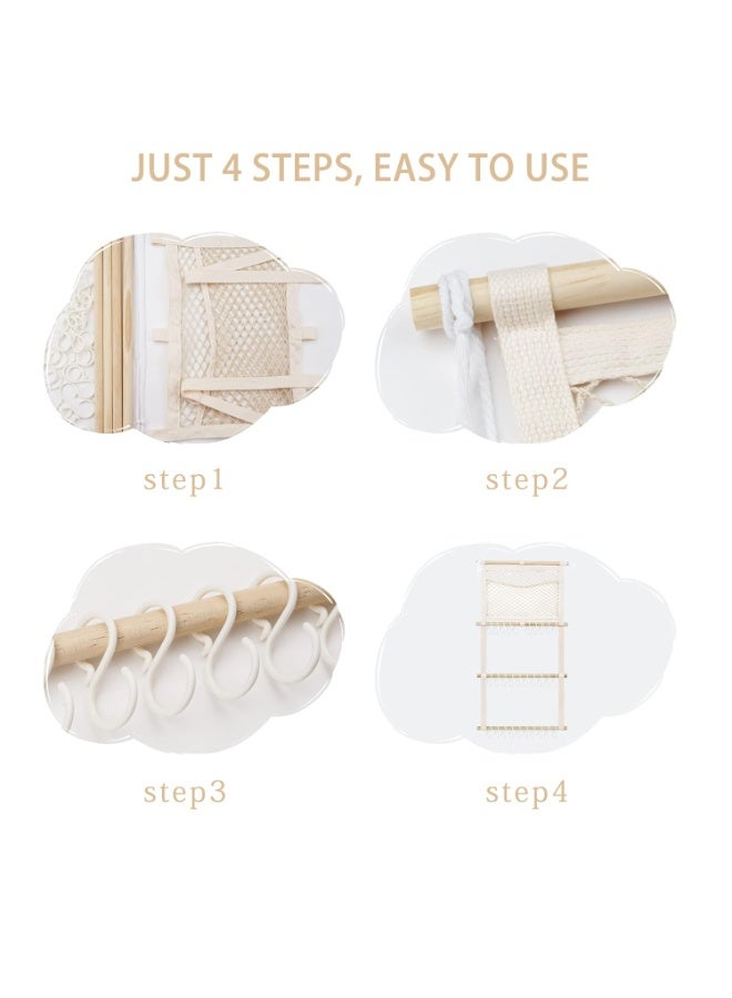 كانجرو kangaroo Headband Holder Hair Bows Organizer for Baby Girls Large Capacity Bow Holder Hair Accessories Wall Hanging Organizer for Toddler Baby Girl Nursery Room DÃ©cor Beige - Image 2