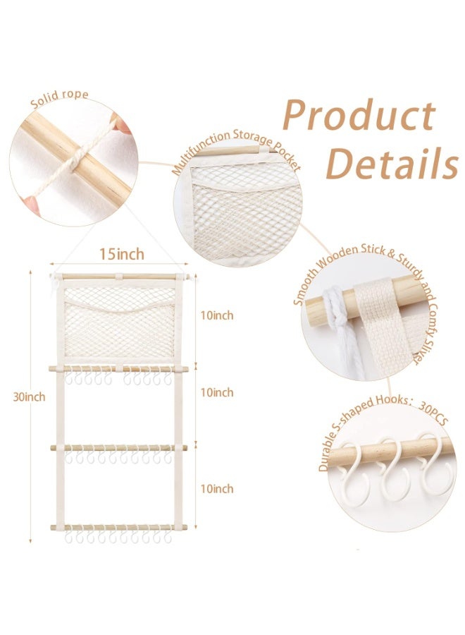 كانجرو kangaroo Headband Holder Hair Bows Organizer for Baby Girls Large Capacity Bow Holder Hair Accessories Wall Hanging Organizer for Toddler Baby Girl Nursery Room DÃ©cor Beige - Image 3