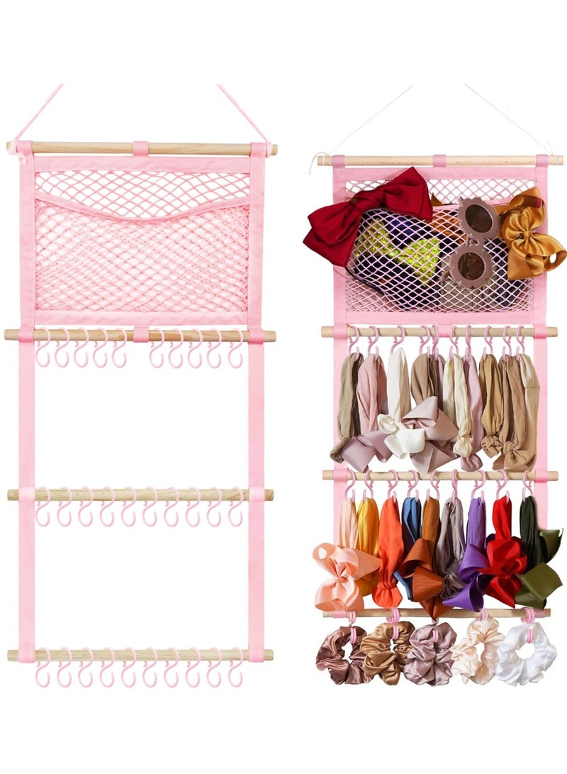 كانجرو kangaroo Headband Holder Hair Bows Organizer for Baby Girls Large Capacity Bow Holder Hair Accessories Wall Hanging Organizer for Toddler Baby Girl Nursery Room Decor Pink - Image 2