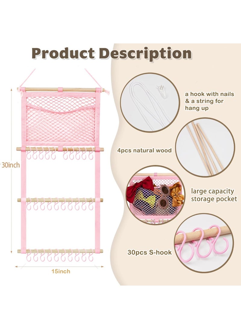 كانجرو kangaroo Headband Holder Hair Bows Organizer for Baby Girls Large Capacity Bow Holder Hair Accessories Wall Hanging Organizer for Toddler Baby Girl Nursery Room Decor Pink - Image 3