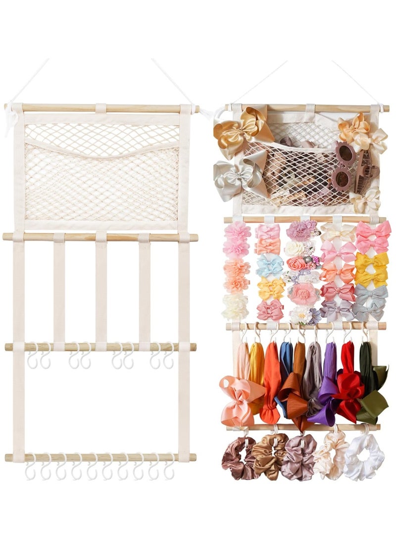 كانجرو kangaroo Headband Holder Hair Bows Organizer,Large Capacity Bow Holder Hair Accessories Wall Hanging Organizer for Toddler Baby Girl Nursery Room DÃ©cor Beige1 - Image 1