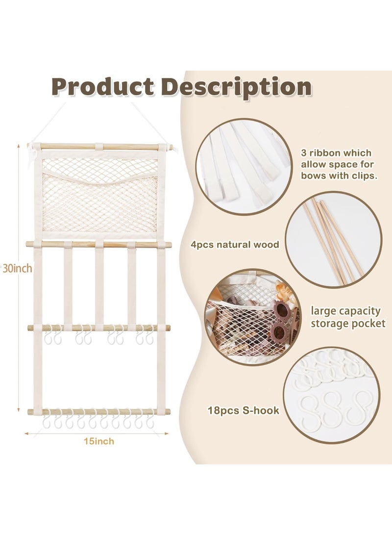 كانجرو kangaroo Headband Holder Hair Bows Organizer,Large Capacity Bow Holder Hair Accessories Wall Hanging Organizer for Toddler Baby Girl Nursery Room DÃ©cor Beige1 - Image 4