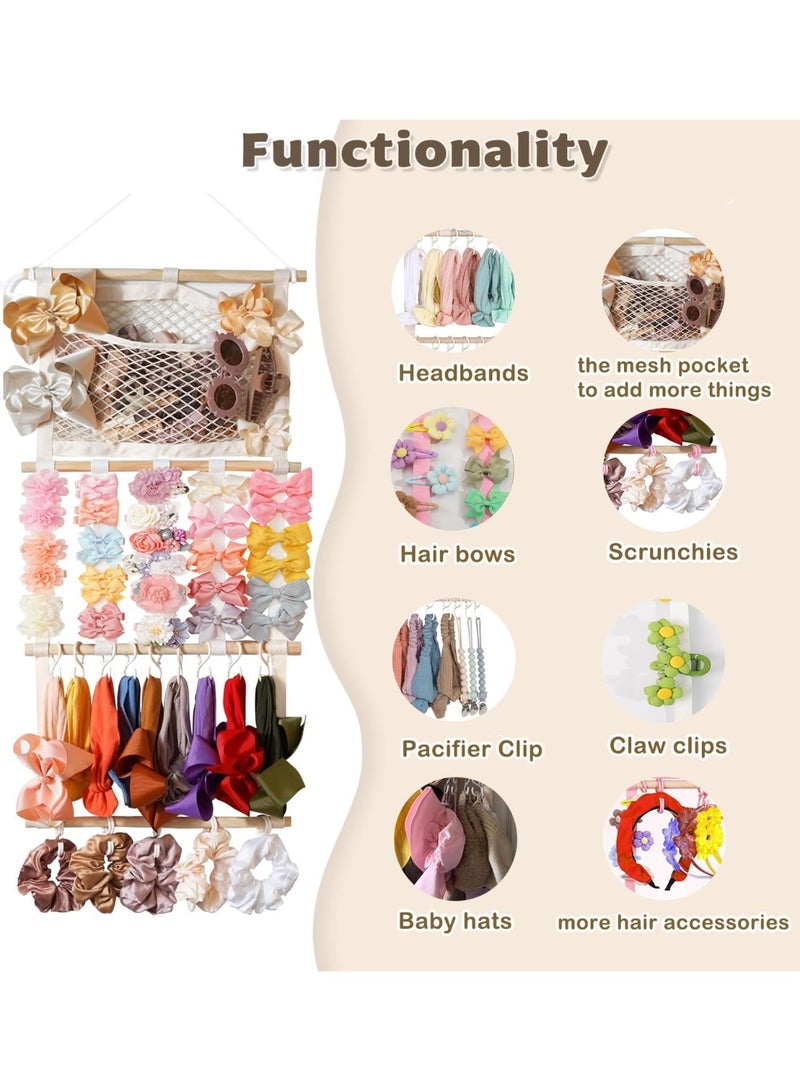 كانجرو kangaroo Headband Holder Hair Bows Organizer,Large Capacity Bow Holder Hair Accessories Wall Hanging Organizer for Toddler Baby Girl Nursery Room DÃ©cor Beige1 - Image 3