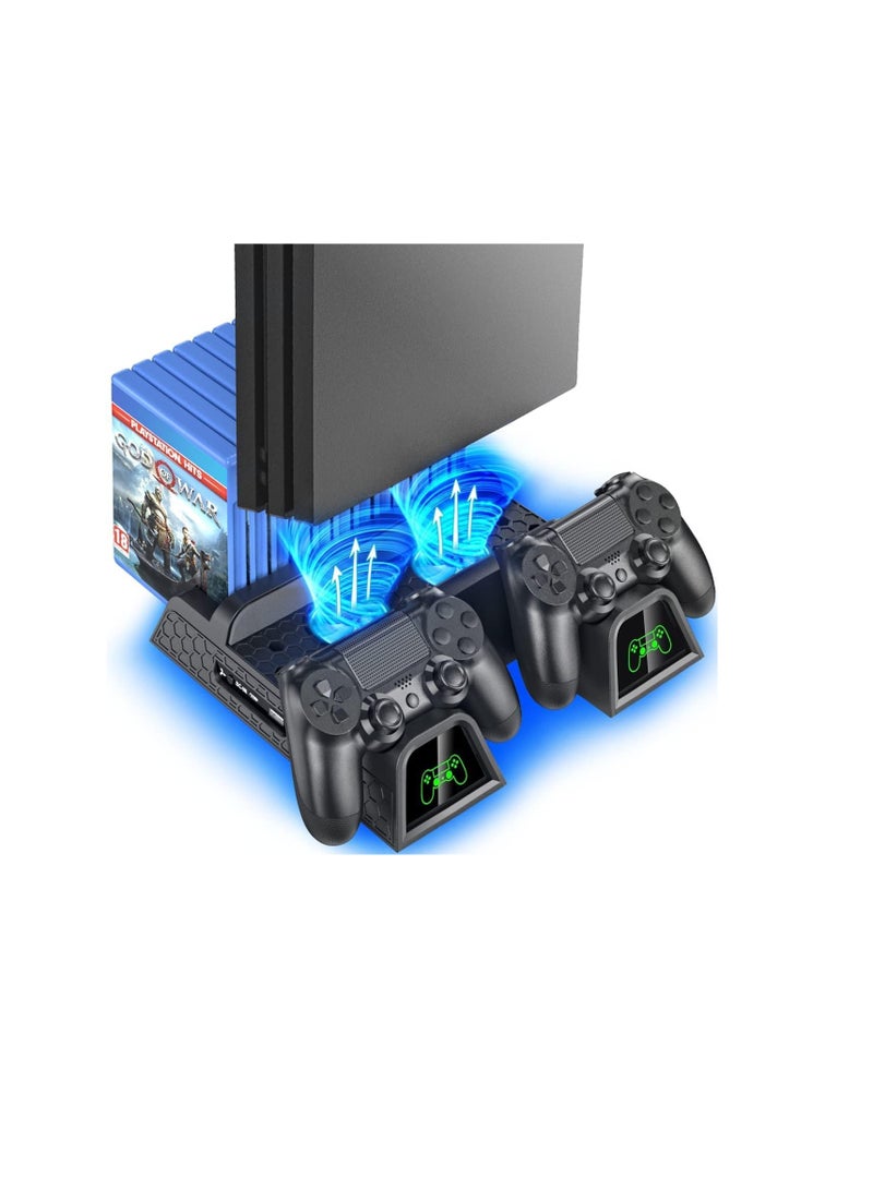 اويفو حامل عمودي مع وحدة تحكم مزدوجة، منفذ EXT و 12 فتحة ألعاب لجهاز بلاي ستيشن 4/بلاي ستيشن 4 سليم/بلاي ستيشن 4 برو - Image 1