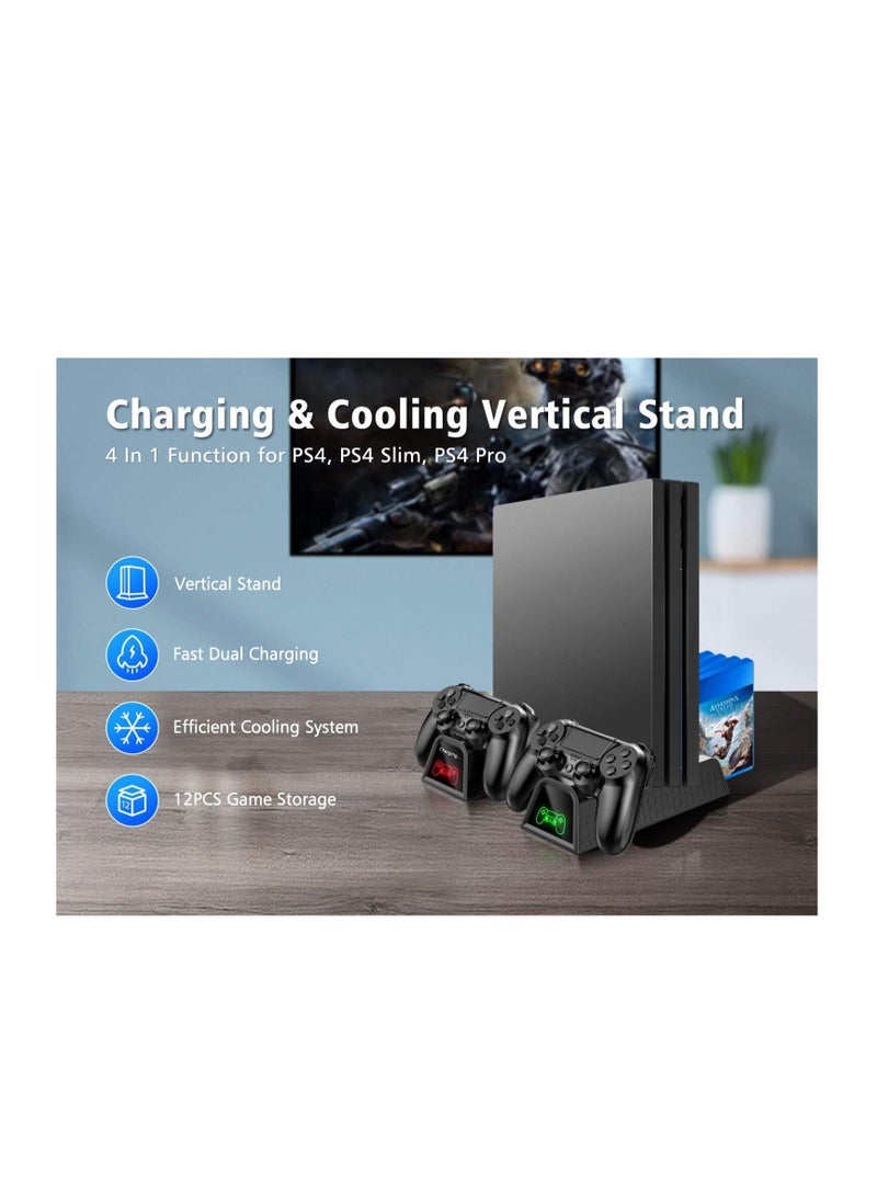 اويفو حامل عمودي مع وحدة تحكم مزدوجة، منفذ EXT و 12 فتحة ألعاب لجهاز بلاي ستيشن 4/بلاي ستيشن 4 سليم/بلاي ستيشن 4 برو - Image 5