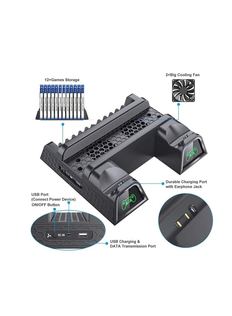 اويفو حامل عمودي مع وحدة تحكم مزدوجة، منفذ EXT و 12 فتحة ألعاب لجهاز بلاي ستيشن 4/بلاي ستيشن 4 سليم/بلاي ستيشن 4 برو - Image 4