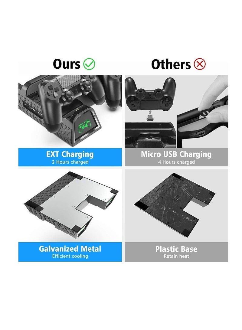 اويفو حامل عمودي مع وحدة تحكم مزدوجة، منفذ EXT و 12 فتحة ألعاب لجهاز بلاي ستيشن 4/بلاي ستيشن 4 سليم/بلاي ستيشن 4 برو - Image 3