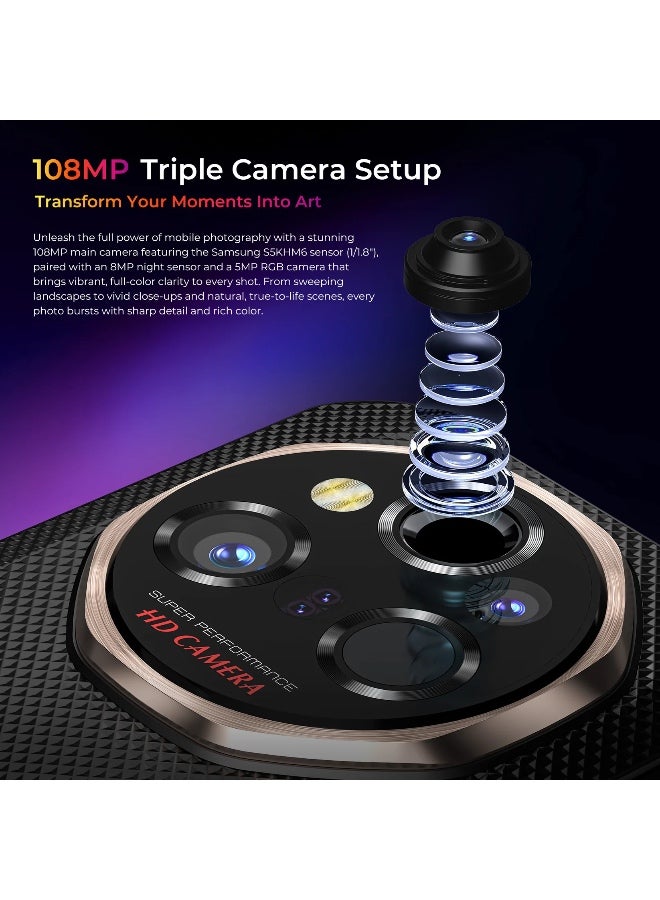 أوكيتل هاتف أوكيتيل WP55 ألترا 5G المتين 6.6'' عرض HD+ بطارية كبيرة 11,000mAh كاميرا 108MP أندرويد 15 (16GB+512GB) - رمادي - Image 4