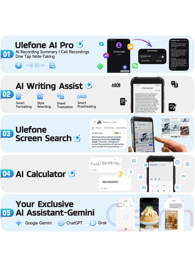 أوليفون هاتف Ulefone RugKing 4G المتين بنظام أندرويد 15 سعة تصل إلى 16GB+256GB هاتف ذكي مقاوم للماء 9600mAh NFC النسخة العالمية - Image 3