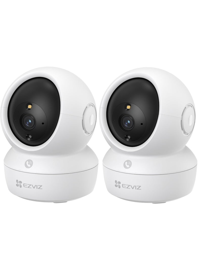 EZVIZ 3MP H6c Pro Pack Of 2 Wi-Fi Smart Home Security Camera White Baby Monitor Surveillance Camera With Motion Detection Smart Tracking Two Way Audio Night Vision Remote Control Works With Alexa, White - Image 1