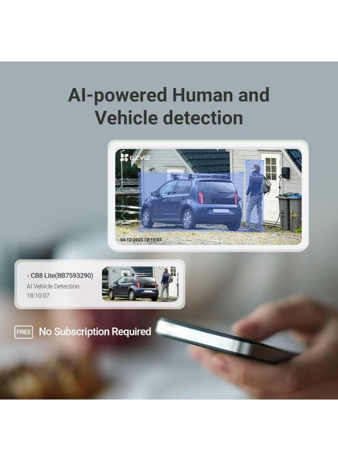 EZVIZ CB8 Lite Security Camera, 2K⁺/4MP Outdoor Battery Camera, 360° Wi-Fi Camera, Always-On Video, Human/Vehicle Detection, Weatherproof, Color Night Vision, Two-Way Talk - Image 4