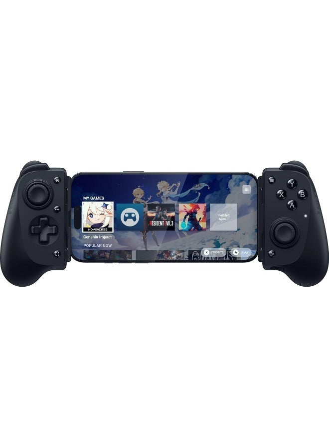 ريزر Kishi V3 Gaming Controller for iPhone, Android: Full Sized TMR Thumbsticks, Dual Back Buttons, Fits Most Phone Cases, Wired & Remote Play for PC, 3 Free Months of Apple Arcade - Black - Image 1