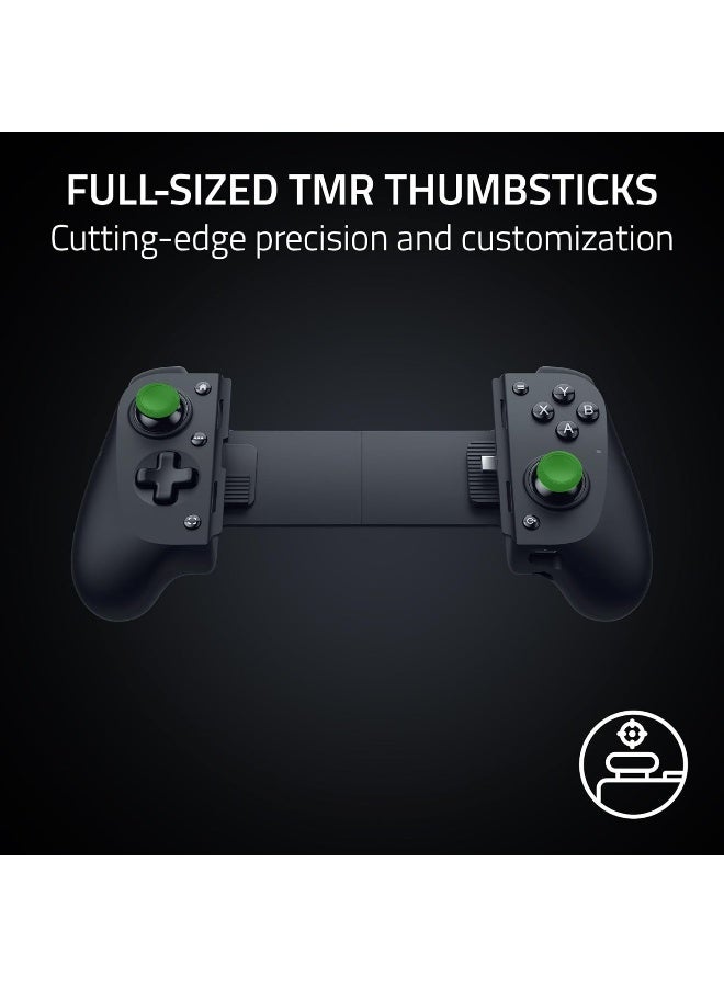 ريزر Kishi V3 Gaming Controller for iPhone, Android: Full Sized TMR Thumbsticks, Dual Back Buttons, Fits Most Phone Cases, Wired & Remote Play for PC, 3 Free Months of Apple Arcade - Black - Image 4