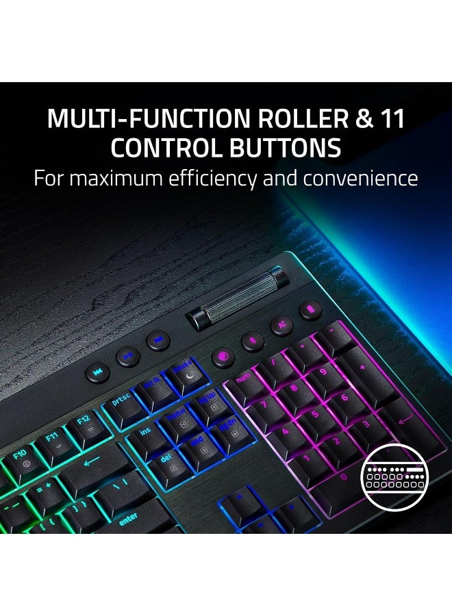 ريزر لوحة مفاتيح الألعاب الميكانيكية اللاسلكية ذات الملف الشخصي المنخفض BlackWidow V4 (مفتاح أخضر): لاسلكي HyperSpeed وبلوتوث، بكرة متعددة الوظائف، 11 زر تحكم، SNAP TAP - أسود - Image 4