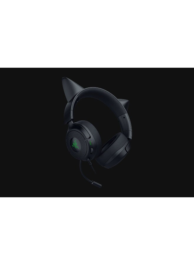 ريزر سماعة كراكن كيتى V3 X - سماعة رأس سلكية للألعاب - آذان كيتى الأيقونية - 270 جرام خفيفة - ميكروفون كارديويد هايبر كلير - سائق TriForce 40 مم - قابس جاك 3.5 مم | أسود - Image 5