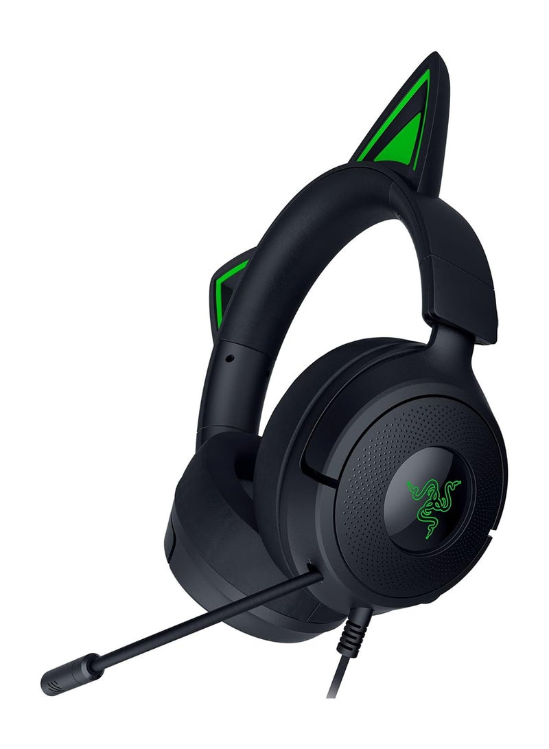 ريزر سماعة كراكن كيتى V3 X - سماعة رأس سلكية للألعاب - آذان كيتى الأيقونية - 270 جرام خفيفة - ميكروفون كارديويد هايبر كلير - سائق TriForce 40 مم - قابس جاك 3.5 مم | أسود - Image 1
