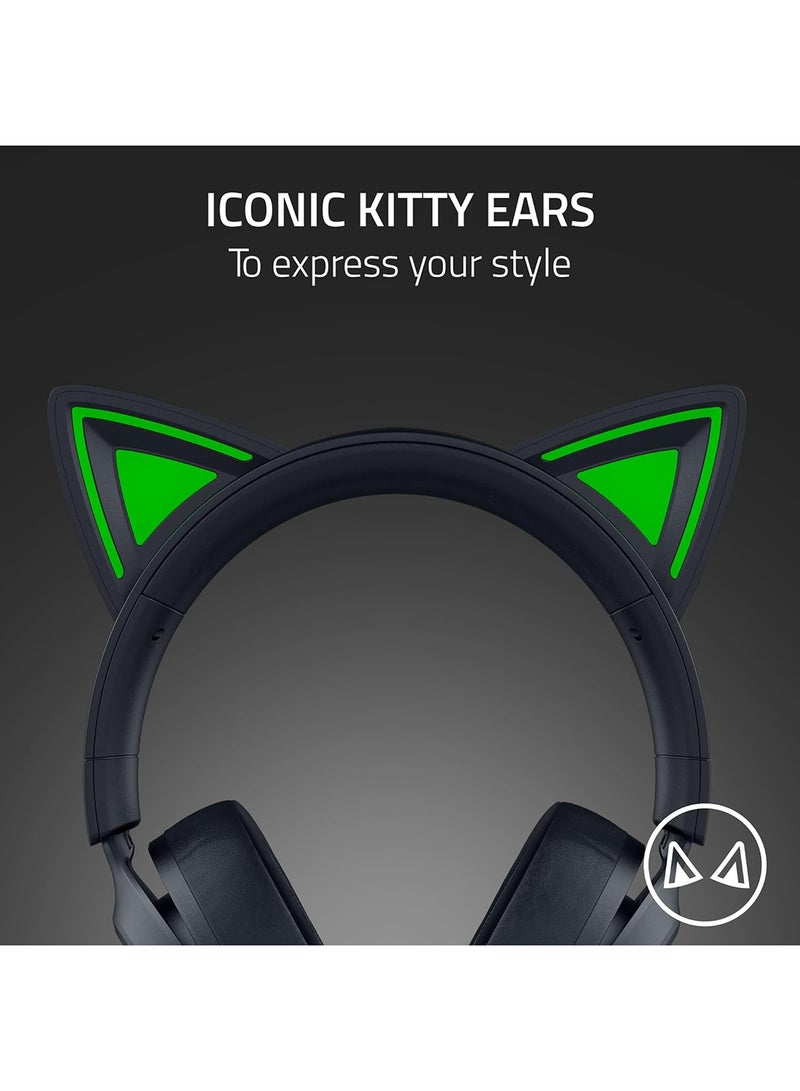 ريزر سماعة كراكن كيتى V3 X - سماعة رأس سلكية للألعاب - آذان كيتى الأيقونية - 270 جرام خفيفة - ميكروفون كارديويد هايبر كلير - سائق TriForce 40 مم - قابس جاك 3.5 مم | أسود - Image 2