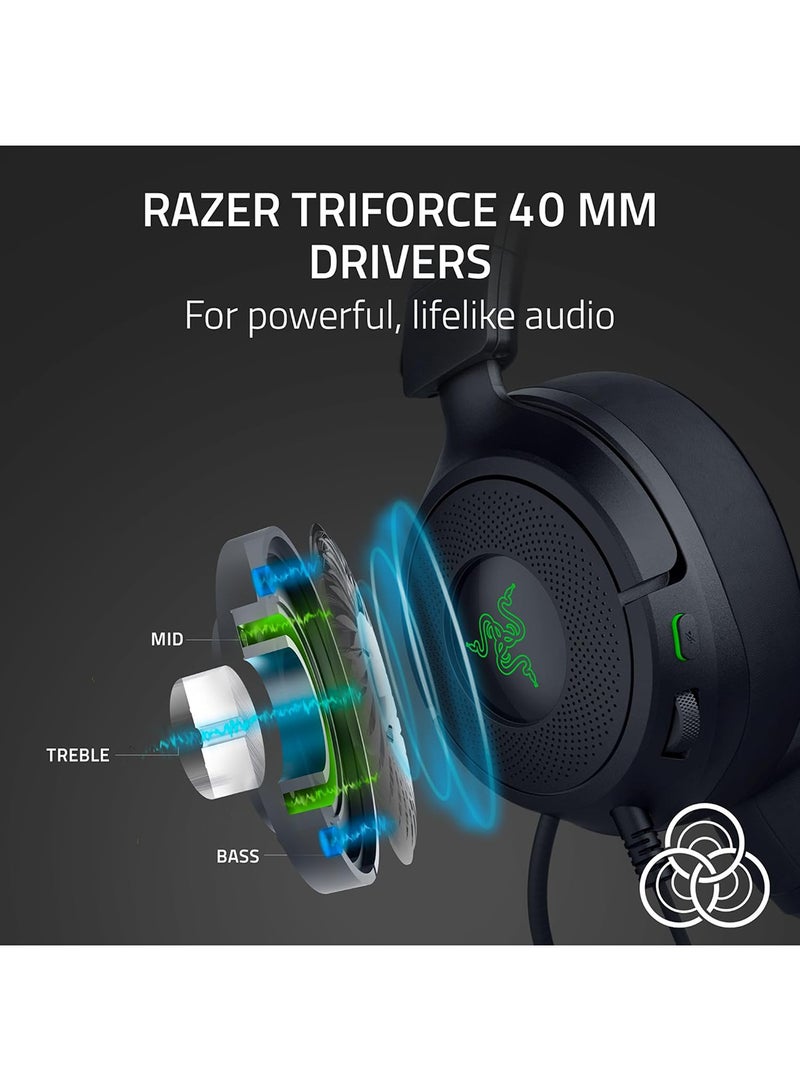 ريزر سماعة كراكن كيتى V3 X - سماعة رأس سلكية للألعاب - آذان كيتى الأيقونية - 270 جرام خفيفة - ميكروفون كارديويد هايبر كلير - سائق TriForce 40 مم - قابس جاك 3.5 مم | أسود - Image 4