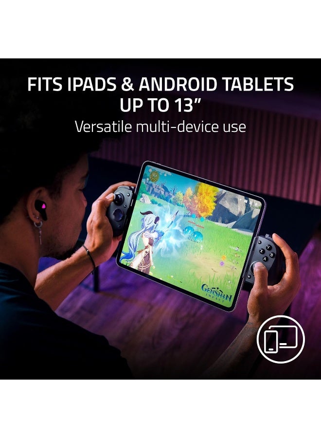 ريزر Kishi V3 Pro XL Gaming Controller for iPad & Android Tablets up to 13": Full Sized TMR Thumbsticks, Dual Back Buttons, Wired & Remote Play for PC, HD Haptics, 6 Free Months of Apple Arcade - Black - Image 3