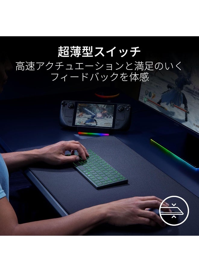 ريزر Joro Portable Wireless Gaming Keyboard: Thin, Light, Compact, Chroma RGB, Low Profile Switches, Bluetooth, Long Battery Life, Snap Tap, For PC & Mac Laptops, Steam Deck, Smartphone - Black - Image 5