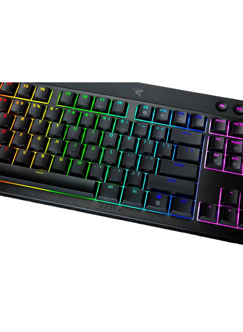 ريزر لوحة مفاتيح الألعاب الميكانيكية Razer BlackWidow V4 منخفضة الارتفاع بتقنية HyperSpeed، تخطيط إنجليزي، معدل استجابة 1000Hz، إضاءة Chroma RGB، مفتاح Razer Yellow، ثلاثي الوضع، أسود | RZ03-05271500-R3M1 - Image 2