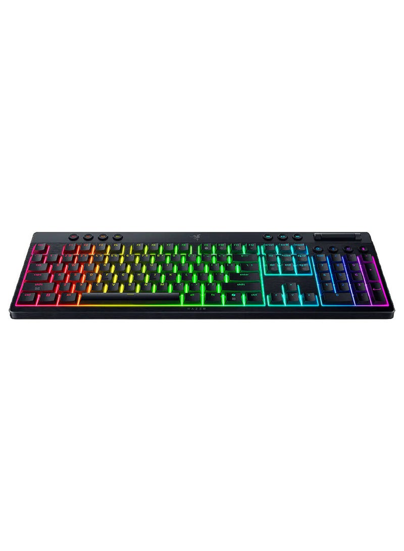 ريزر لوحة مفاتيح الألعاب الميكانيكية Razer BlackWidow V4 منخفضة الارتفاع بتقنية HyperSpeed، تخطيط إنجليزي، معدل استجابة 1000Hz، إضاءة Chroma RGB، مفتاح Razer Yellow، ثلاثي الوضع، أسود | RZ03-05271500-R3M1 - Image 3