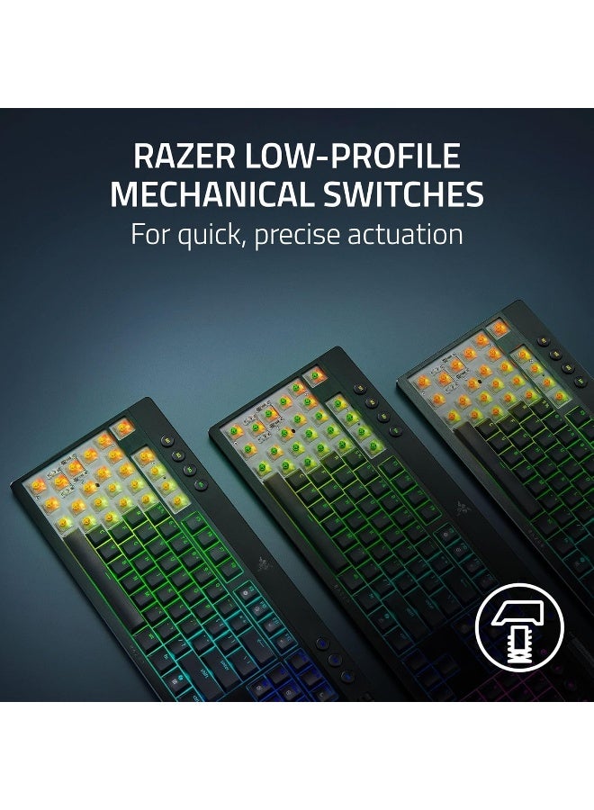 ريزر لوحة مفاتيح الألعاب الميكانيكية Razer BlackWidow V4 منخفضة الارتفاع بدون لوحة مفاتيح رقمية HyperSpeed، تخطيط إنجليزي، معدل استجابة 1000Hz، إضاءة Chroma RGB، مفتاح Razer الأخضر، ثلاثي الوضع، أسود | RZ03-05450500-R3M1 - Image 2