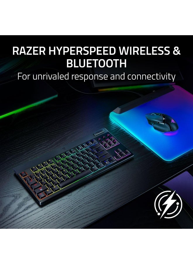 ريزر لوحة مفاتيح الألعاب الميكانيكية Razer BlackWidow V4 منخفضة الارتفاع بدون لوحة مفاتيح رقمية HyperSpeed، تخطيط إنجليزي، معدل استجابة 1000Hz، إضاءة Chroma RGB، مفتاح Razer الأخضر، ثلاثي الوضع، أسود | RZ03-05450500-R3M1 - Image 3