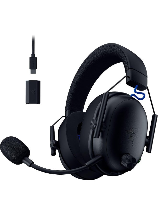 ريزر بلاك شارك V3 لجهاز بلاي ستيشن - سماعة ألعاب لاسلكية - سائق تري فورس 50 مم - ميكروفون عريض قابل للإزالة - هايبر سبيد 2.4 جيجاهرتز وبلوتوث - صوت مكاني THX - PS5/PC | أسود - Image 1
