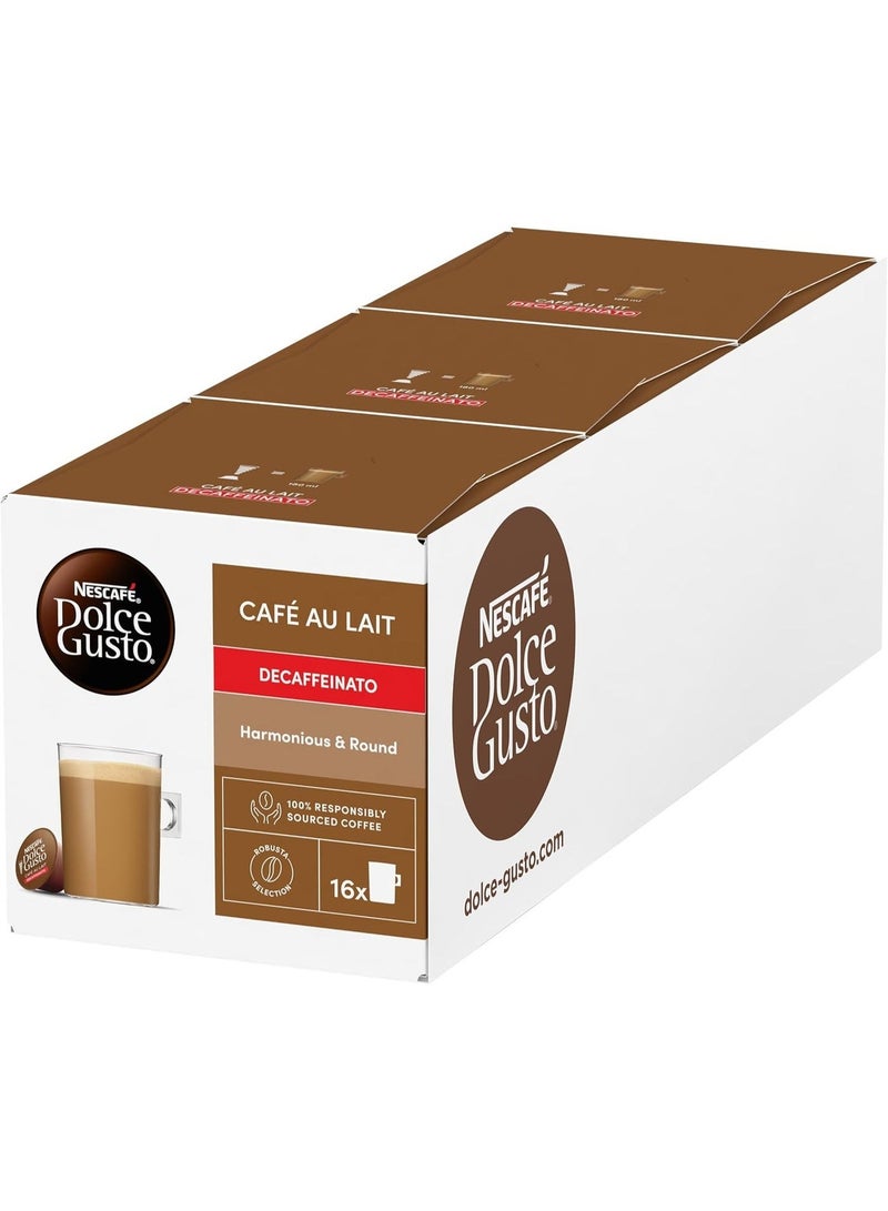 Nescafe Dolce Gusto Cafe Au Lait Decaffeinato 16 Coffee Capsules 160g 480grams Pack of 3 - Image 1