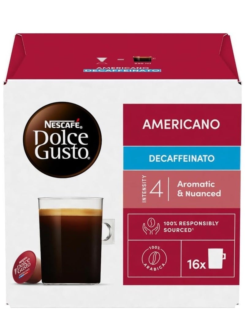 Nescafe Dolce Gusto Americano Decaffeinato 16 Coffee Capsules 128grams Single - Image 1