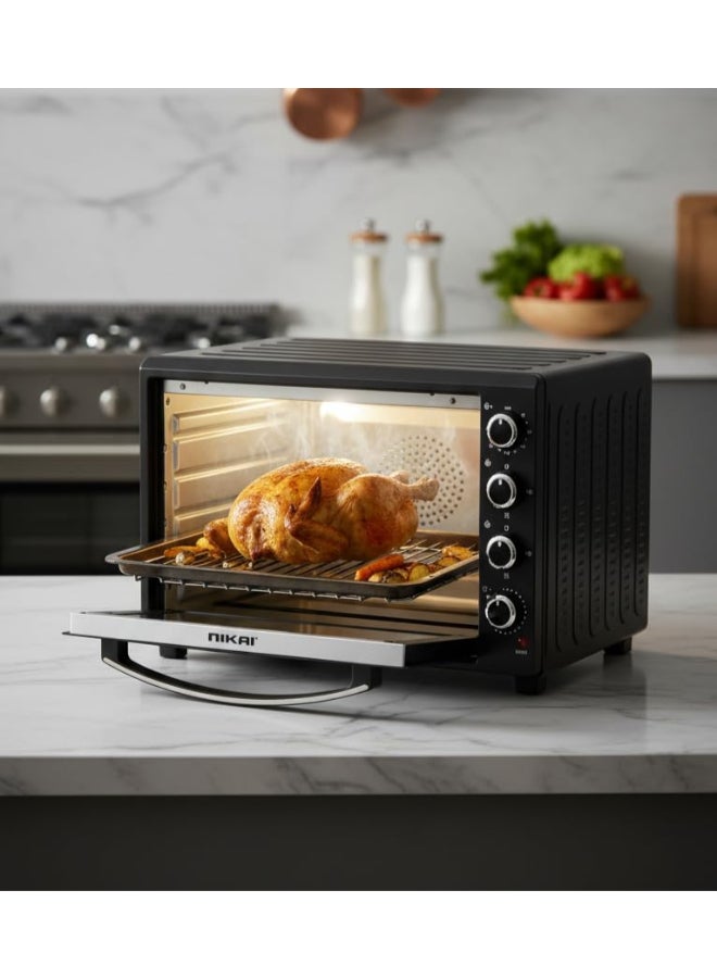 NIKAI 150L Electric Oven with Rotisserie & Convection Function – 1800W Power for Faster Cooking, Spacious Capacity for Family Meals, Interior Lamp & 120-Min Timer –  2 Years Warranty 150 L 1800 W NT1501RCZ Black - Image 2
