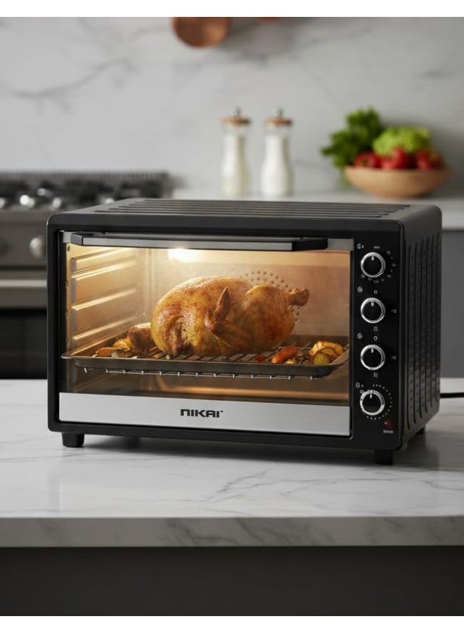NIKAI 150L Electric Oven with Rotisserie & Convection Function – 1800W Power for Faster Cooking, Spacious Capacity for Family Meals, Interior Lamp & 120-Min Timer –  2 Years Warranty 150 L 1800 W NT1501RCZ Black - Image 3
