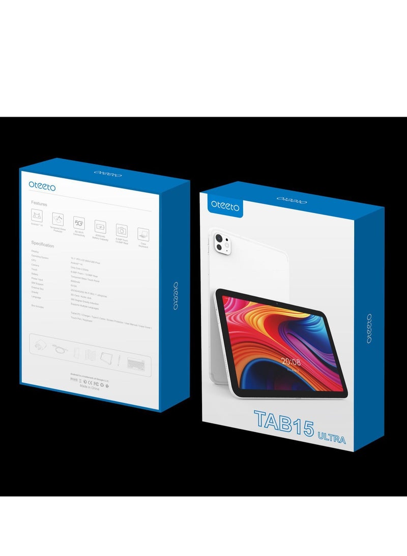 Oteeto Tab 15 Ultra | 10.1'' FHD Display | Ultra-Fast Octa-Core | 12GB RAM + 512GB ROM | Android 14 | 6000mAh Powerhouse | Dual SIM | Premium Performance & Style, SILVER - Image 4