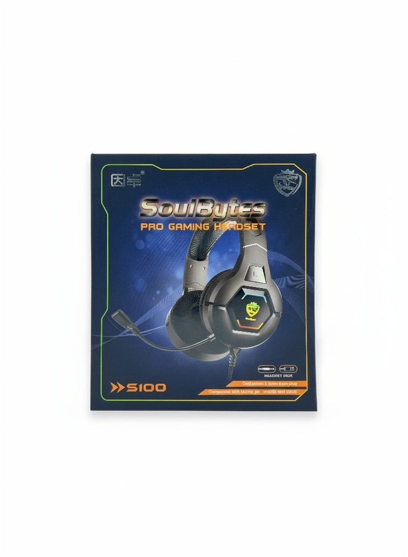 ألفا اكس سولبايتس S100 برو سماعات ألعاب سلكية فوق الأذن مع ميكروفون وإضاءة LED لجهاز PS4/PS5/Xbox One/Xbox Series/Nintendo Switch وPC - Image 4