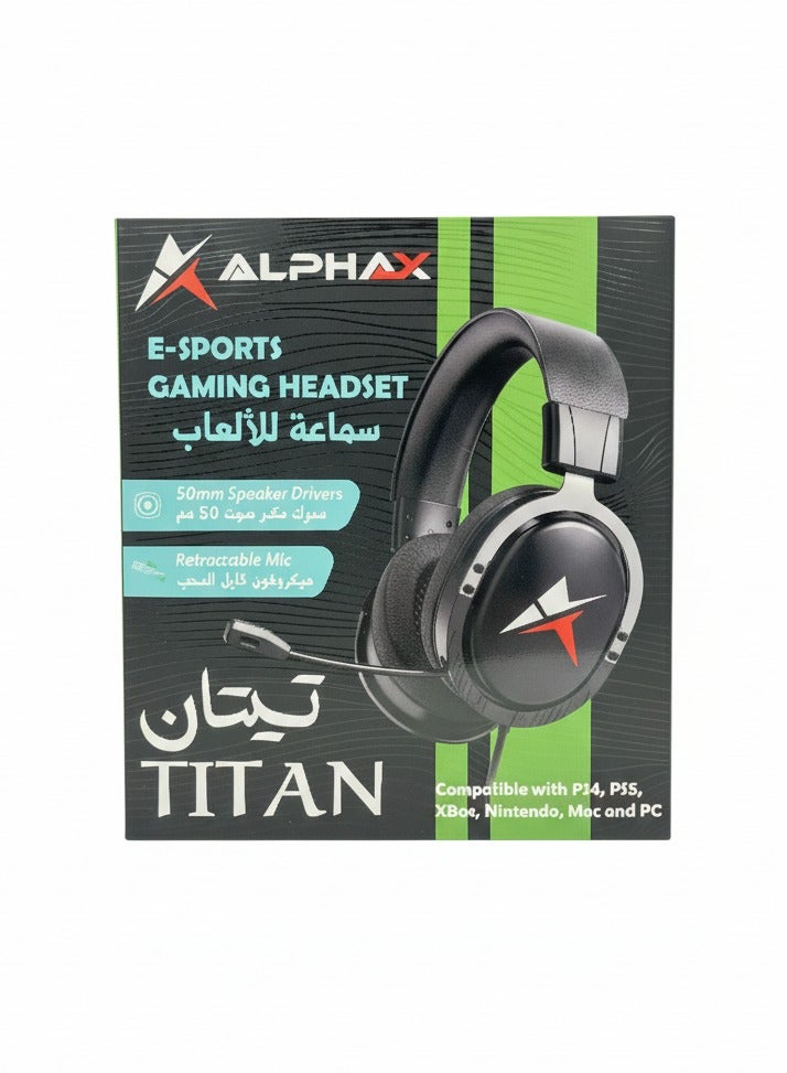 ألفا اكس Pro Gaming Headset for PC, PS4, Xbox, & Switch – Over-Ear Wired Headphones with Noise-Cancelling Mic, 50mm Drivers - Image 3