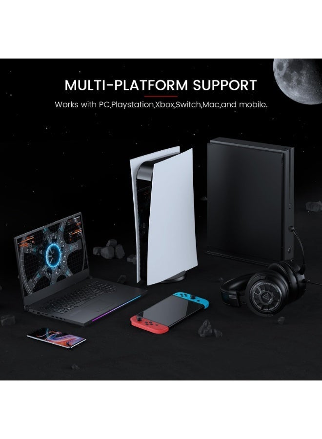 ألفا اكس سماعة الألعاب EKSA StarEngine S مع ميكروفون للكمبيوتر، سماعات ألعاب مع ميكروفون قابل للفصل لإلغاء الضوضاء، صوت محيطي ثلاثي الأبعاد، سماعات سلكية بموصل 3.5 مم لجهاز PS4/PS5/Xbox One/Switch باللون الأسود - Image 5