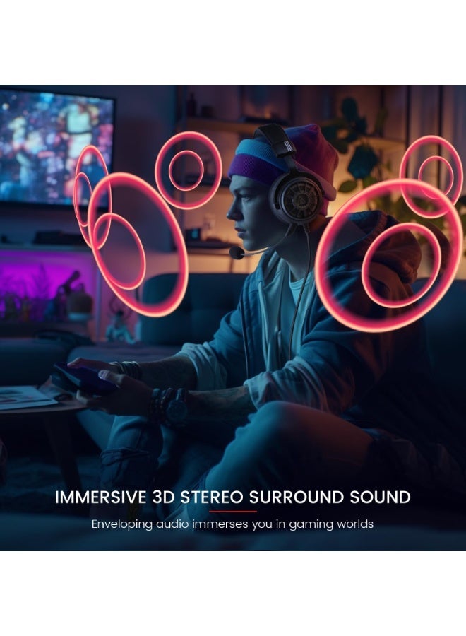 ألفا اكس سماعة الألعاب EKSA StarEngine S مع ميكروفون للكمبيوتر، سماعات ألعاب مع ميكروفون قابل للفصل لإلغاء الضوضاء، صوت محيطي ثلاثي الأبعاد، سماعات سلكية بموصل 3.5 مم لجهاز PS4/PS5/Xbox One/Switch باللون الأسود - Image 4