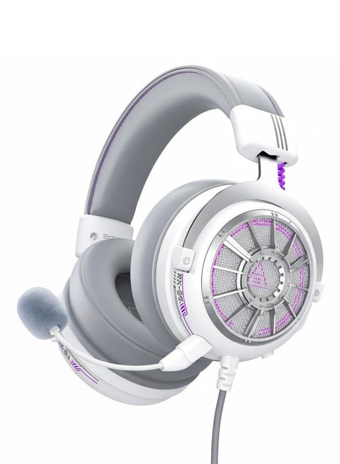 سماعة الألعاب EKSA StarEngine S مع ميكروفون للكمبيوتر، سماعات ألعاب مع ميكروفون قابل للفصل لإلغاء الضوضاء، صوت محيطي ثلاثي الأبعاد، سماعات سلكية بموصل 3.5 مم لجهاز PS4/PS5/Xbox One/Switch باللون الأبيض