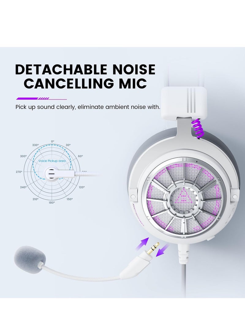 ألفا اكس سماعة الألعاب EKSA StarEngine S مع ميكروفون للكمبيوتر، سماعات ألعاب مع ميكروفون قابل للفصل لإلغاء الضوضاء، صوت محيطي ثلاثي الأبعاد، سماعات سلكية بموصل 3.5 مم لجهاز PS4/PS5/Xbox One/Switch باللون الأبيض - Image 4