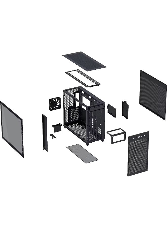 أسوس Prime AP303 Tempered Glass Panel Compact 44 L ATX Mid-Tower PC Case, Graphics Cards up to 360 mm, Radiators up to 360 mm, Rear 120 mm Fan Pre-Installed, Front USB-C 20 Gbps + 2×USB 3.2 Gen1, Tool-Free Tempered Glass Side Panel, GPU Bracket & 15A Internal Power Cable, Black | 90DC00V0-B39010 - Image 5