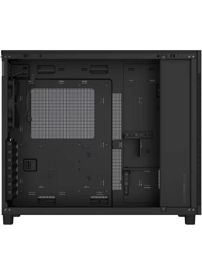 أسوس Prime AP303 Tempered Glass Panel Compact 44 L ATX Mid-Tower PC Case, Graphics Cards up to 360 mm, Radiators up to 360 mm, Rear 120 mm Fan Pre-Installed, Front USB-C 20 Gbps + 2×USB 3.2 Gen1, Tool-Free Tempered Glass Side Panel, GPU Bracket & 15A Internal Power Cable, Black | 90DC00V0-B39010 - Image 3