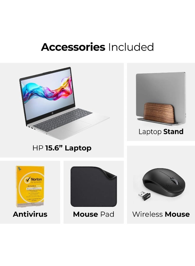 HP (Upgraded Version) 15.6 inch Laptop – 13th Gen core i5-1334U, 32GB RAM, 1TB SSD, Win 11 Pro, FHD Display, Webcam, Wi-Fi (Includes 1st Wave Laptop Stand + Mouse + Antivirus + Mouse Pad) 15-fd0499nia(Upgraded) English Silver - Image 2