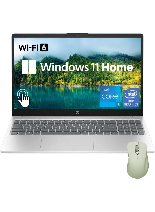 HP (Upgraded Version) 15.6" HD Touchscreen Laptop, Intel Core i5-1235U, 16GB RAM, 1TB PCIe SSD, Webcam, HDMI, Numeric Keypad, Wi-Fi 6, Windows 11 Home, Bundle with Thunderobot ML101 Wireless Mouse(Upgraded) English Silver - Image 1