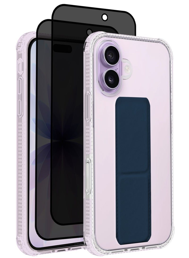 MARGOUN 3 Packs Finger Grip Clear Case Cover for iPhone 17- Kickstand Car Magnetic Holder Multi-function Protective Two-in-one Case with Two Privacy Screen Protectors - Dark Blue-5 - Image 1