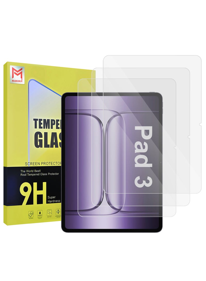 MARGOUN 3 Pieces Oneplus Pad 3 Tempered Display Protector 9H Anti-Scratch Premium Film Clear-3 - Image 1