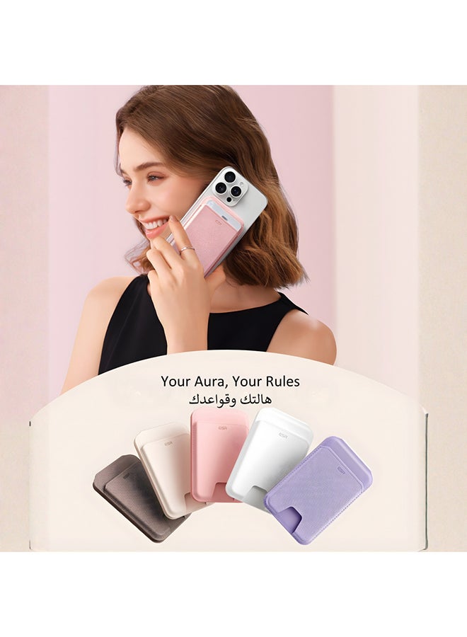 ESR Upgraded Aura for MagSafe Wallet, 5 Card-Holder with Adjustable Stand, Magnetic Wallet for iPhone 17/16/15/14/13/12 Series, Not for iPhone Mini, Vegan Leather, Pink Pink - Image 2