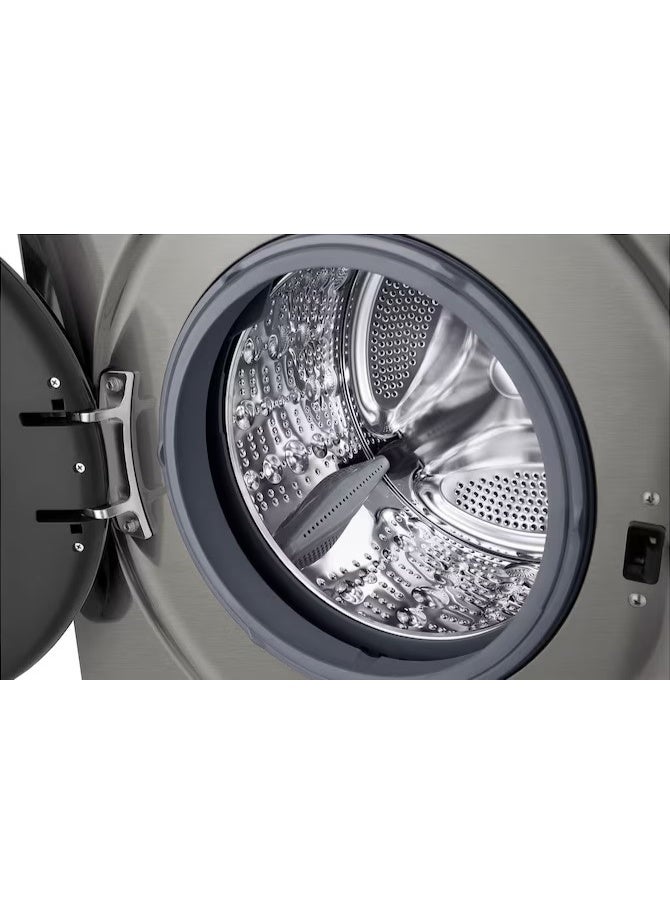 إل جي 8 kg Front Load Washing Machine, 1400 RPM, Steam, 6 Motion & ThinQ, Wi-Fi, Platinum Silver – F4Y2TYGYP 8 kg F4Y2TYGYP Platinum Silver - Image 4